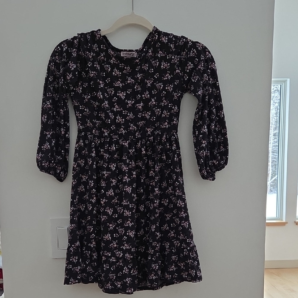 Black Floral Girls Casual Dress